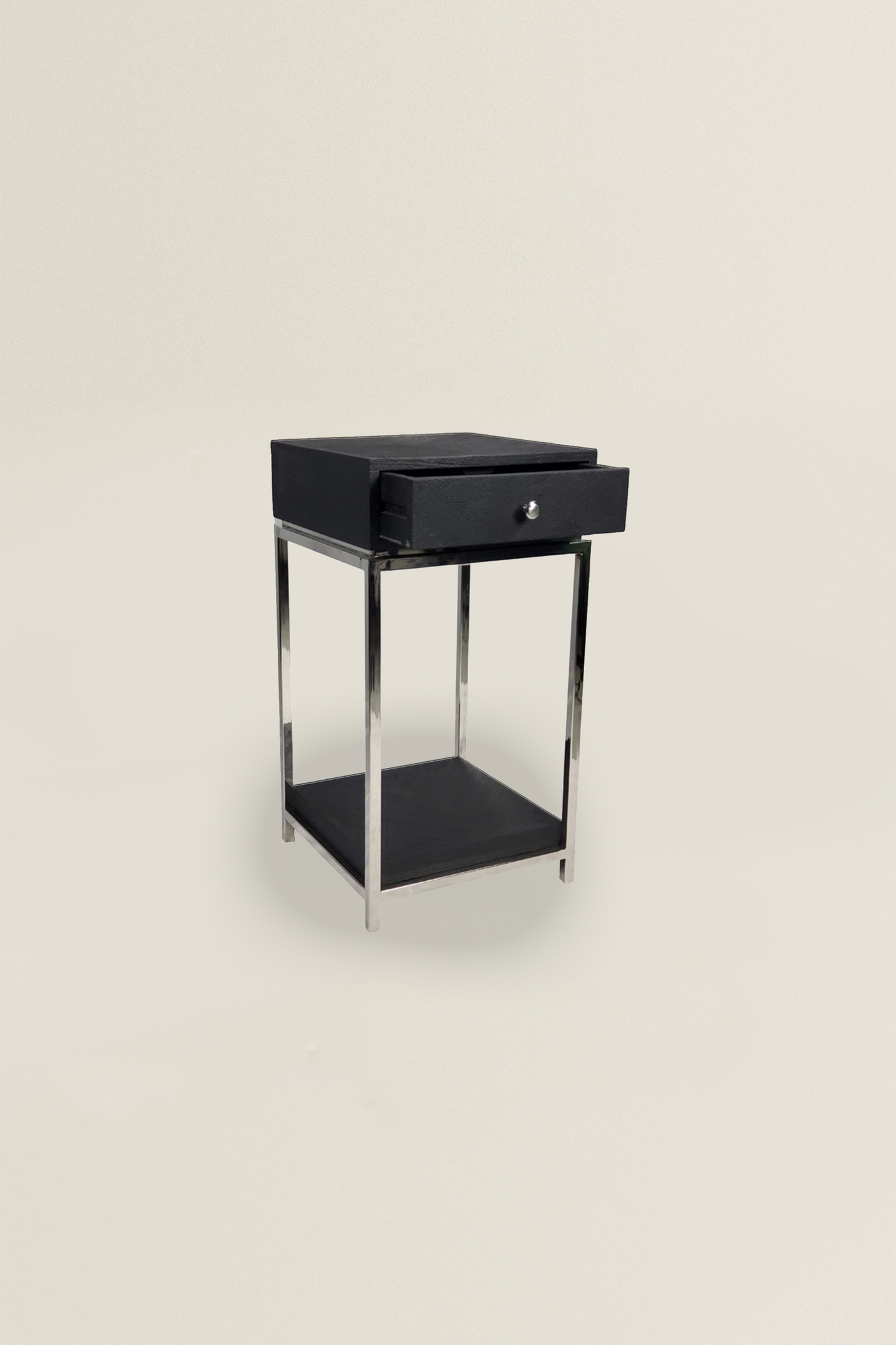 BLACK BONITO END TABLE SILVER 40X40X75CM